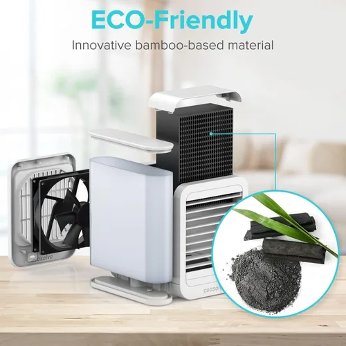 Vista 3 de Coosolvo Portable Air Conditioner, Personal Air Cooler with Quiet Multi-Speed Cooling Fan, Evaporative Mini Cooler with 1000ml Water Tank, Mini AC