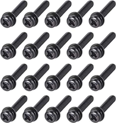 Vista 12 de uxcell Tornillos de máquina Phillips de acero al carbono M5 x 0.315 in con cabeza de cacerola Phillips combinan con arandela de resorte y arandelas