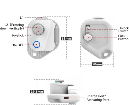 Vista 8 de Heayzoki Controlador de juegos móviles, controlador Bluetooth de joystick de juegos móviles, controlador de juegos Bluetooth unilateral recargable