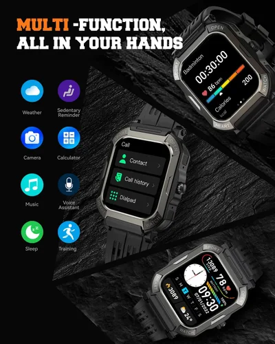 Vista 7 de Reloj inteligente para hombre, rastreador de ejercicio: relojes digitales militares para hombre, Bluetooth, responder llamadas, correr, impermeable