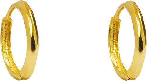 Vista 2 de Ritastephens Pendientes de aro Huggie Hoops de oro amarillo real de 14 quilates (mini o pequeño)