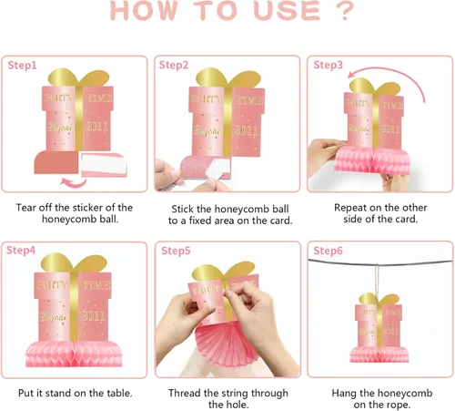 Vista 7 de 9 piezas de decoraciones de cumpleaños número 13, decoraciones de fiesta de cumpleaños número 13 para niñas, centros de mesa de panal de feliz 13