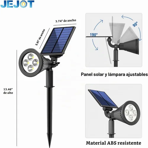 Vista 8 de JEJOT Paquete de 6 focos solares impermeables para exteriores con haz de Blanco cálido