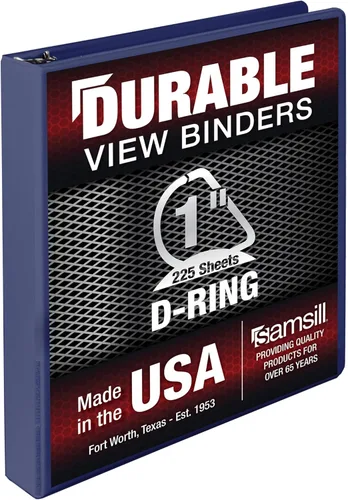 Vista 89 de Samsill Carpeta duradera de 3 anillos de 1 pulgada, fabricada en Estados Unidos, carpeta de anillos en D, cubierta transparente personalizable