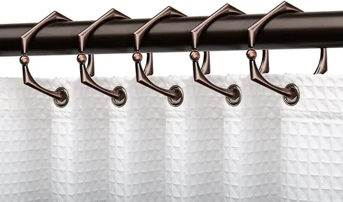 Vista 10 de Utopia Alley HK9BK - Juego de 12 anillos para cortina de ducha para baño, color negro