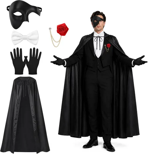 5 Pcs Half Face Opera Costume Accessories, Halloween Opera Outfits Set