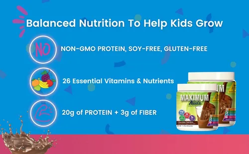 Vista 6 de Maximum Kids - Mezcla completa de polvo orgánico. Gran sabor, fácil de usar, bebida nutricional completa con 26 vitaminas y minerales, 0.71 onzas