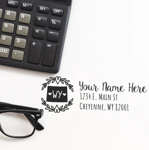 Vista 21 de Alabama Address Stamp, Alabama State Wreath Stamp, Custom Hand Imprint for Home, Office, Crafting, Mail, Weddings, Housewarming, and Residents