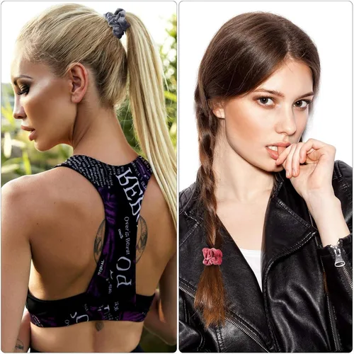 Vista 5 de 22 piezas de bandas elásticas de terciopelo para el cabello, bandas elásticas para el cabello, ligas clásicas para cola de caballo para mujer