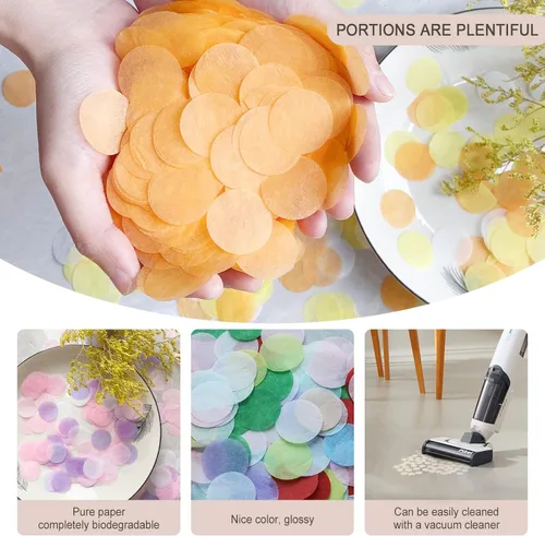 Vista 3 de Confeti de papel de seda, 5000 unidades, círculos redondos amarillos, de 1 pulgada, para decoración de mesa, boda, fiesta de cumpleaños