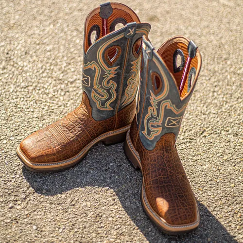 Vista 8 de Twisted X Botas de trabajo occidentales para hombre de 12 pulgadas, botas de tobillo casuales fabricadas con tecnología patentada CellStretch