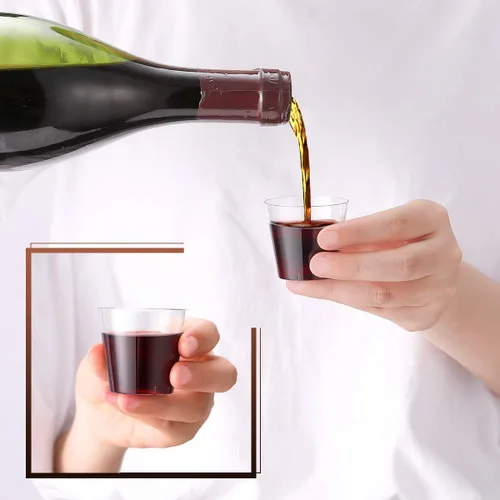 Vista 4 de JOLLY CHEF - Pack de 100 vasos de chupito pequeños de plástico, 29 ml, vasos desechables de 1 onza, vasos de degustación de 1 onza, ideales