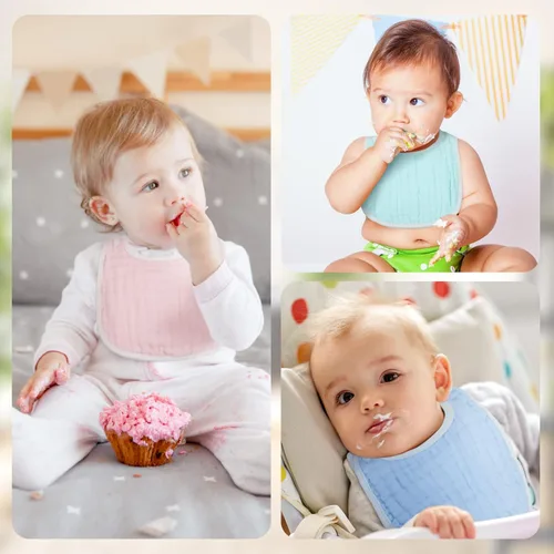 Vista 4 de Loopeer 10 baberos de muselina para bebé, bandana, baberos unisex de algodón suave, ajustable con broches fáciles para babear y dentición, bebé