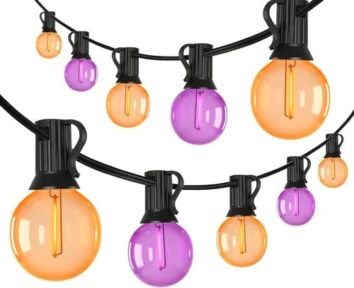 Vista 8 de G40 - Guirnalda de luces LED para el día de San Valentín, luces de decoración de San Valentín de 25 pies para exteriores con bombillas redondas