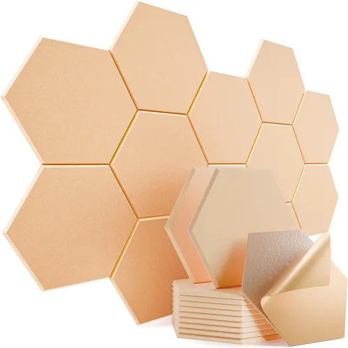 Vista 245 de Paquete de 12 paneles acústicos autoadhesivos de 12 x 10 x 0.4 pulgadas, paneles de espuma a prueba de sonido con alta densidad, elegante diseño