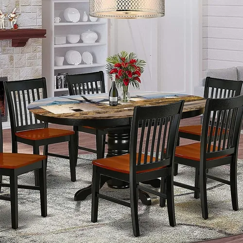 Vista 2 de Mantel ajustable ovalado, decoración de molino de viento, de poliéster elástico, mantel medieval con estampado de molinos de viento españoles