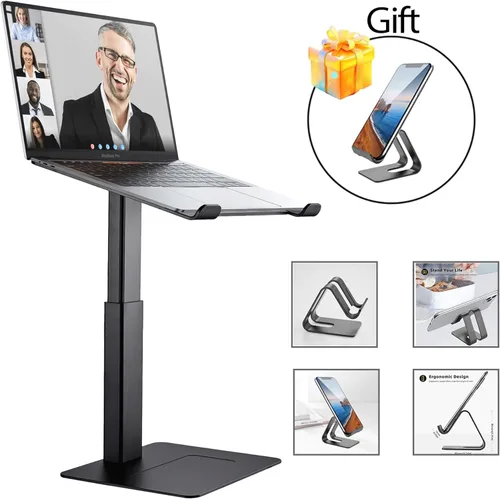 Vista 2 de Soporte ergonómico para computadora portátil para escritorio, elevador ergonómico para computadora portátil MacBook de 11 a 17 pulgadas, soporte