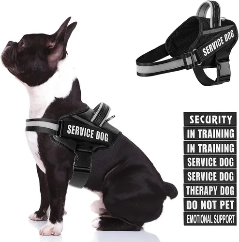 Vista 15 de Juego de arnés y parches para chaleco de perro, arnés de perro de servicio en entrenamiento Animire con 10 parches para perros, chaleco reflectante