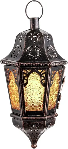 DECORKEY Farol de Ramadán decorativo para interiores y exteriores, 13.6 pulgadas, faroles colgantes decorativos vintage con chian para decoración