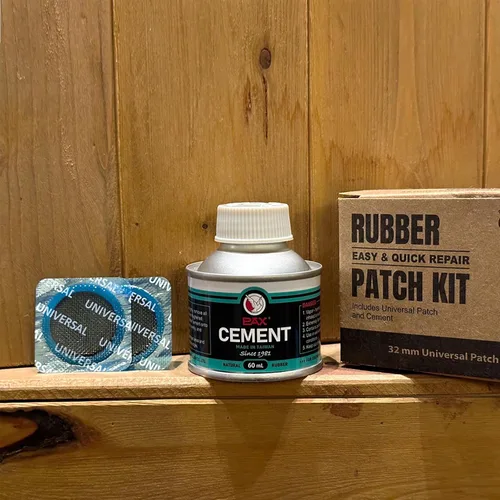 Vista 6 de PAX Kit de parches universales de neumáticos redondos de 32 mm (30 piezas), con 60 ml de cemento de goma verde, kit de parches de tubo