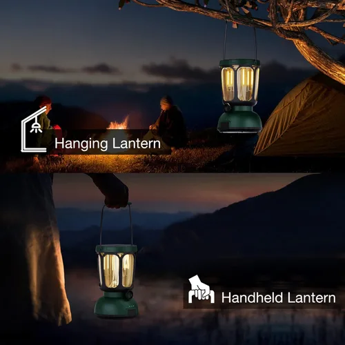 Vista 7 de Raynic Linterna de Camping LED 6000, 650LM Linterna Recargable con Manivela Manual y Batería Solar, Luces de Emergencia para Fallas de Energía
