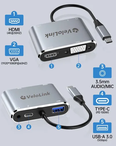 Vista 3 de Adaptador multipuerto USB C Hub