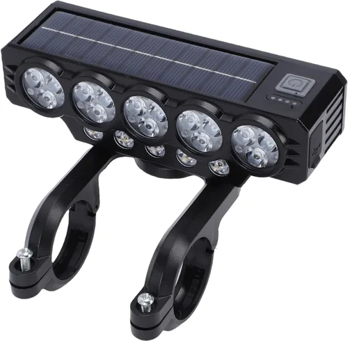 Vista 2 de SUNGOOYUE Multifunctional Rechargeable USB Solar Bike Light with Horn, Safe Companion When Cycling, Two Charging Options