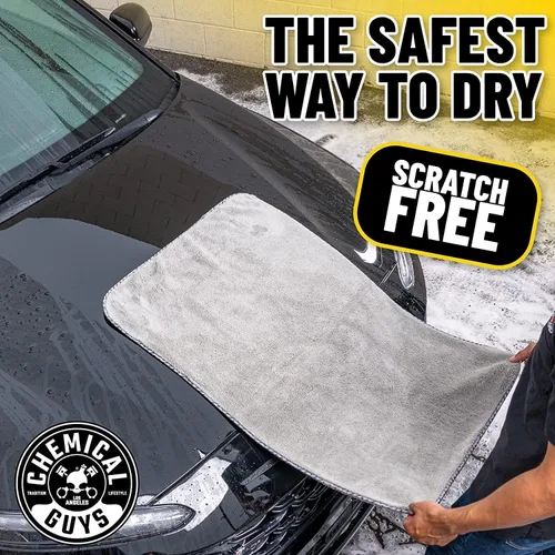 Vista 6 de Chemical Guys MIC1995GGB Mammoth Bundle – 1 toalla de microfibra de color azul de mamut lanudo (36 x 25 pulgadas), 2 toallas de microfibra gris