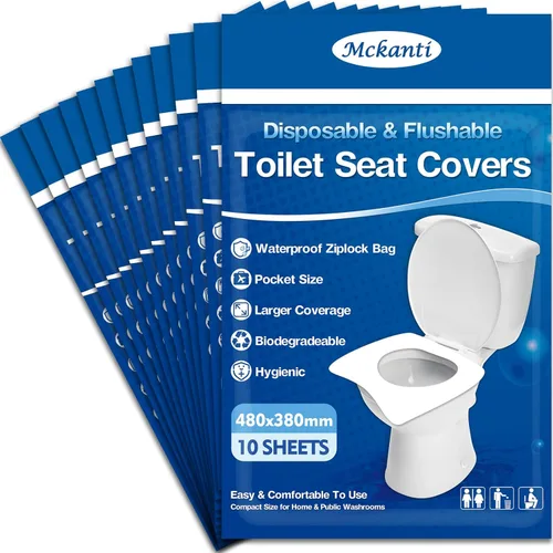 Mckanti Fundas Desechables para Asiento de Inodoro - Paquete de 120 Fundas de Papel Desechables XL para Asiento de Inodoro para Adultos y Niños
