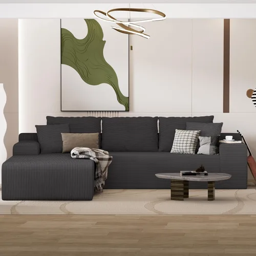 Vista 7 de NAYA 85" Corduroy Sofa Couch, Cloud Couch with Deep Seat, Compressed Boneless 3 Seater, No Assembly Required, Modern Upholstered Sofa for Living