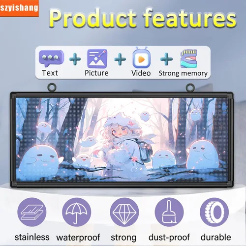 Vista 3 de YS - Señal LED programable P6 para exteriores (40 x 18 pulgadas), WiFi + control USB, señal digital de desplazamiento, tablero de mensajes