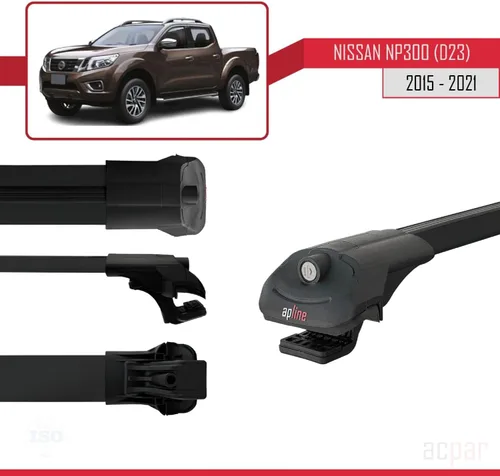 Vista 3 de Compatible con Nissan NP300 (D23) 2015-2021 ACE-1 Barra transversal de aluminio negro 2 barras