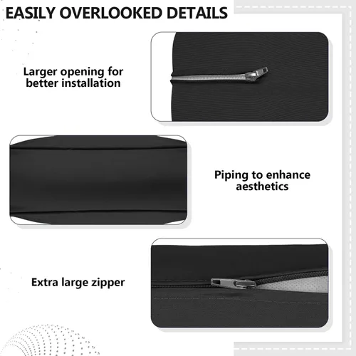 Vista 6 de Juego de 14 fundas de cojín impermeables para patio al aire libre, se adaptan a 6 asientos de mimbre de ratán seccional, fundas de repuesto