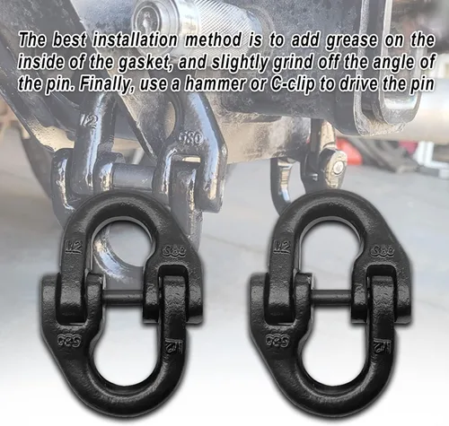 Vista 5 de 2 piezas de bloqueo de martillo de cadena de seguridad de enganche de remolque de 1/2 pulgada con conector de cadena, enlace de acoplamiento