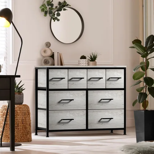 Vista 15 de Sorbus Cómoda con 8 cajones - Mueble para almacenar ropa para niño, para dormitorio, pasillo, clóset, oficina – Marco de acero, parte superior