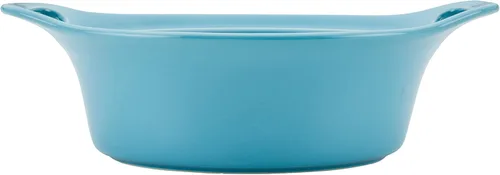 Vista 10 de Rachael Ray Solid Glaze Ceramics - Juego de utensilios para hornear/panadería con tapa compartida, 3 piezas, azul agave