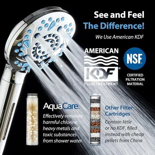 Vista 2 de AquaCare High Pressure 10-mode Filter Handheld Shower Head with Built-in Power Wash - Clean Tub, Tile & Pets, Remove Chlorine, Metals & Toxins from