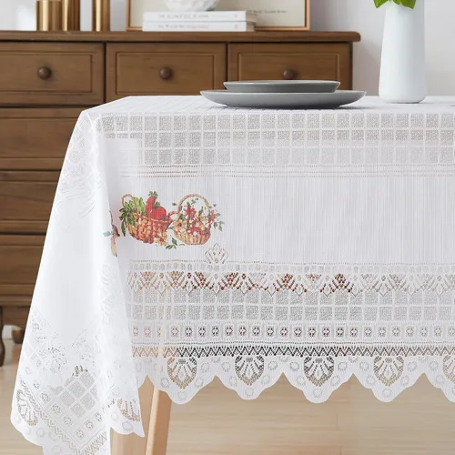 Vista 4 de Warm Home Designs Mantel rectangular de 60 x 84 pulgadas para decoración de cocina de granja, elegante mantel de otoño, mantel de Acción de Gracias