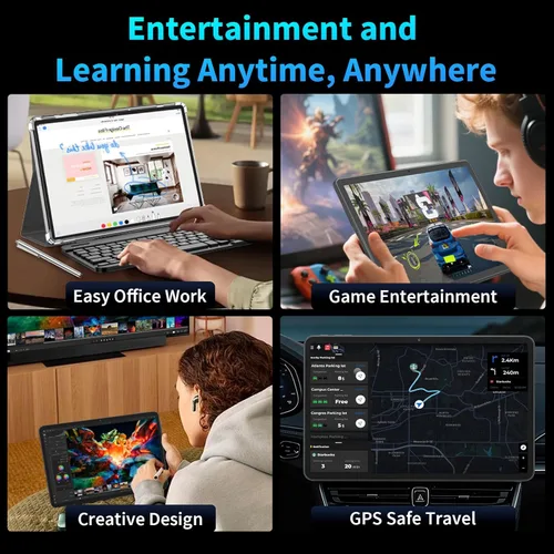 Vista 9 de Tablet 2026, tableta Android 15 de 10 pulgadas con teclado, 24 GB+256 GB+2 TB tabletas expandibles, tabletas 2 en 1 con funda de teclado y lápiz