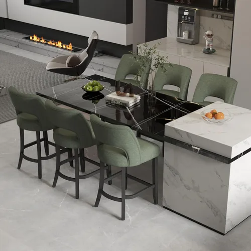 Vista 20 de VKNOW Juego de 2 Taburetes de Bar, Taburetes de Bar Tapizados de Altura de Mostrador, Taburetes Modernos de Mostrador con Patas de Madera para Isla