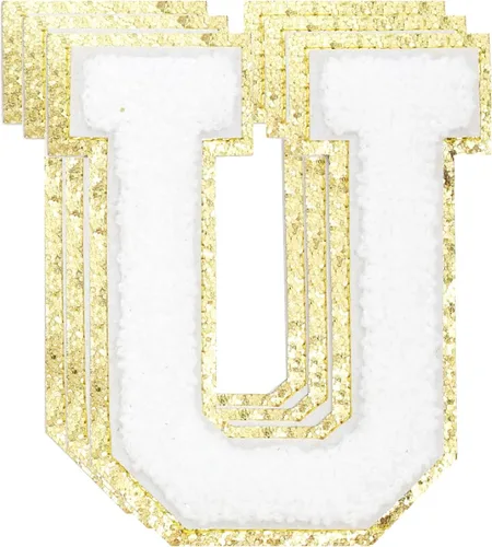 Vista 162 de 3 parches de letras de felpilla negra, parches de letras termo-adhesivas de 4-1/2", parches universitarios para ropa, S