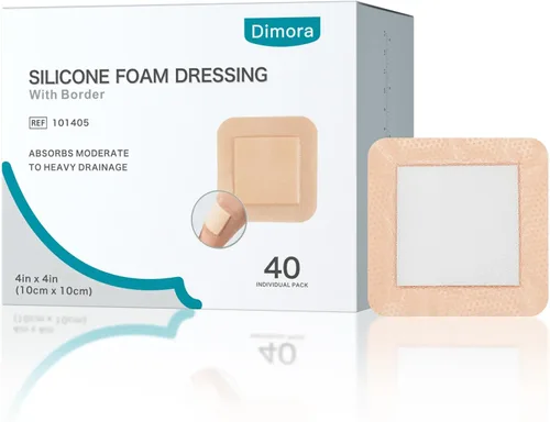 Vista 22 de Dimora - Apósito de espuma de silicona impermeables con borde adhesivo, superabsorbentes y transpirables para el cuidado de heridas para pieles