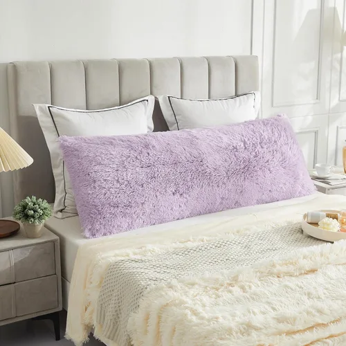 Vista 24 de LIFEREVO Funda de almohada corporal de pelo sintético desgrenado, funda de almohada lumbar súper suave y de pelo sintético para sofá o cama, funda
