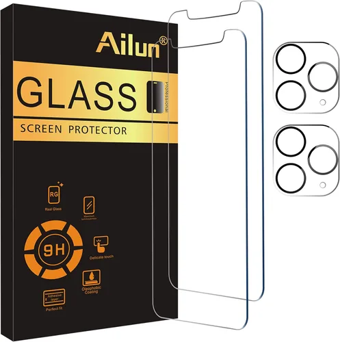 Vista 26 de Ailun Paquete de 2 protectores de pantalla para iPhone 12 Pro Max [6.7 pulgadas] + 2 protectores de lente de cámara, película de vidrio templado