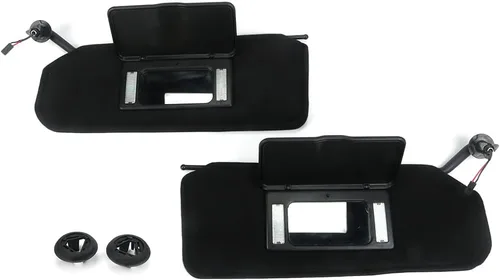 Para 1997-2004 Corvette C5 - Pares de viseras solares con bisel, par de espejos de tocador iluminados, color negro 10442033 10442034
