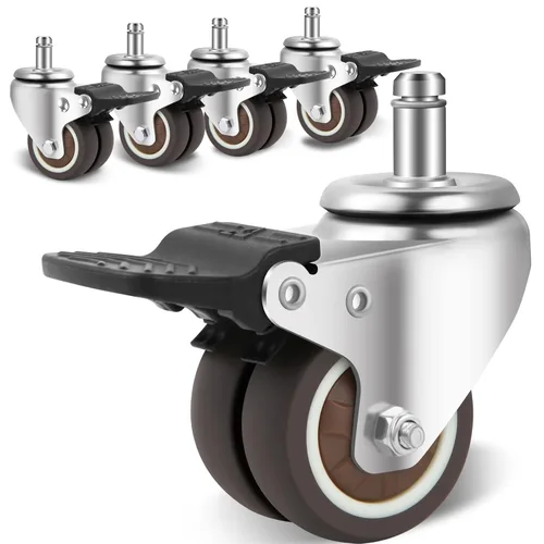 Vista 7 de W B D WEIBIDA Ruedas para silla de oficina, ruedas de goma resistentes, 2 pulgadas, juego de computadora, ruedas de silla de escritorio para suelos