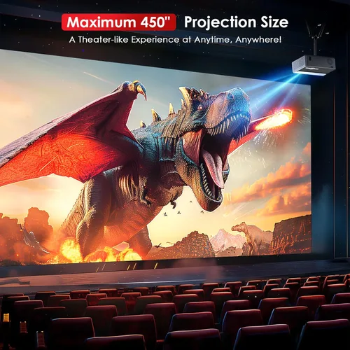 Vista 7 de [Enfoque eléctrico] Proyector con Wifi y Bluetooth, proyector Keystone automático de 22000L para exteriores compatible con 4K, proyector de película