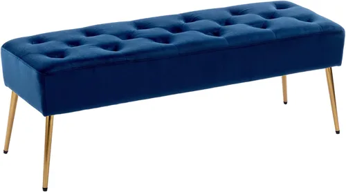 Vista 89 de DUHOME Banco otomano moderno de terciopelo, tapizado con botones, banco de pie de cama con base dorada para entrada, sala de estar, comedor