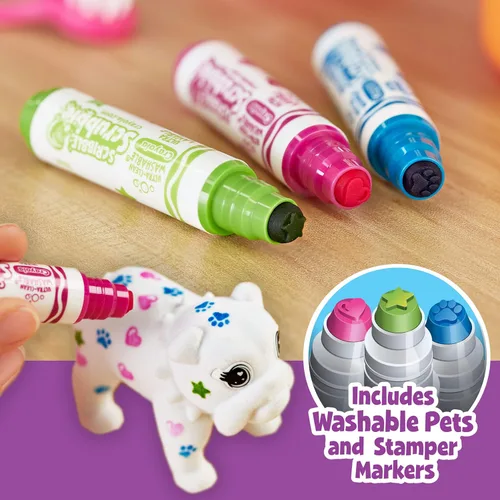 Vista 5 de Crayola Scribble Scrubbie Pet Tattoo Shop, Toy Pet Playset, regalo para niños, edad 3, 4, 5, 6