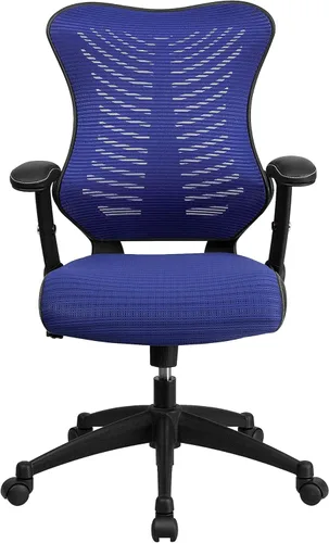 Vista 12 de Flash Furniture Kale Silla de oficina ergonómica giratoria ejecutiva de malla negra con asiento LeatherSoft y brazos ajustables